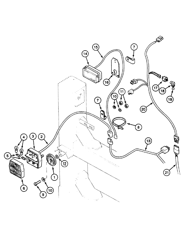 Схема запчастей Case 580SK - (4-32) - REAR LAMPS, BRACKET MOUNTED (04) - ELECTRICAL SYSTEMS