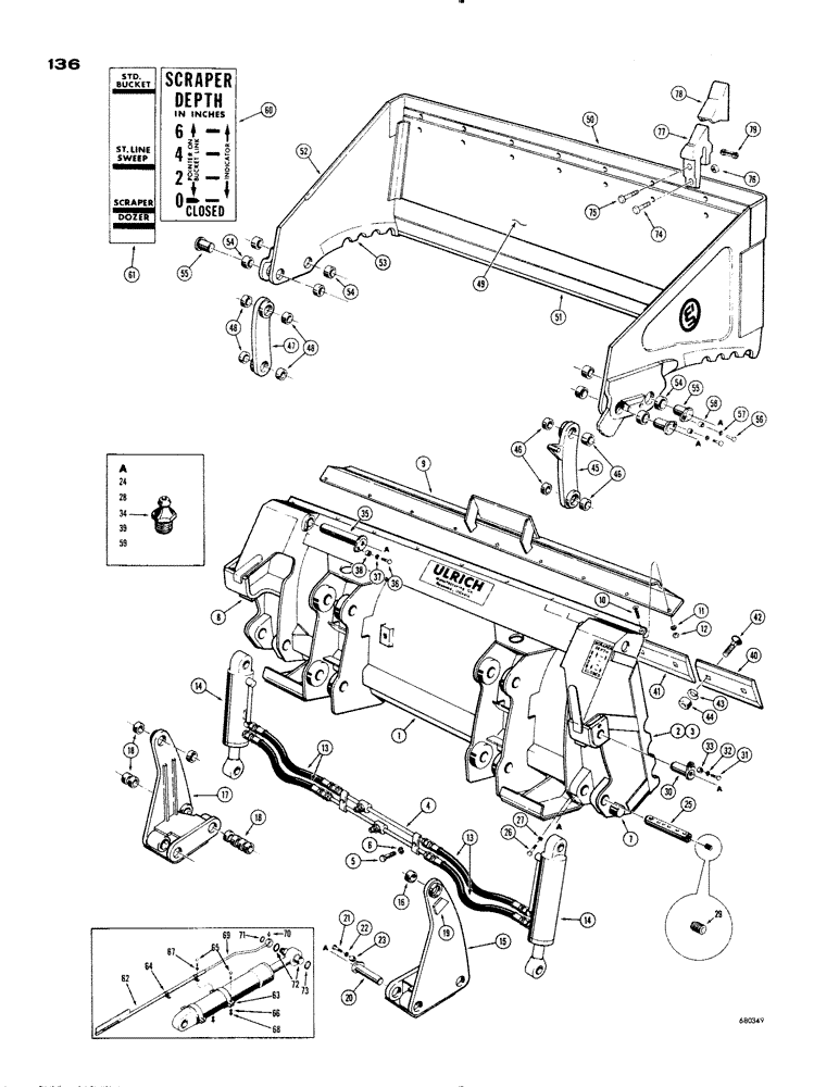 Схема запчастей Case 1150 - (136) - ULRICH BUCKET (05) - UPPERSTRUCTURE CHASSIS