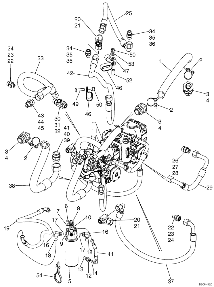 Схема запчастей Case 1150K - (06-02) - HYDROSTATICS - PUMP, TANDEM SUPPLY AND RETURN TO FILTER (06) - POWER TRAIN