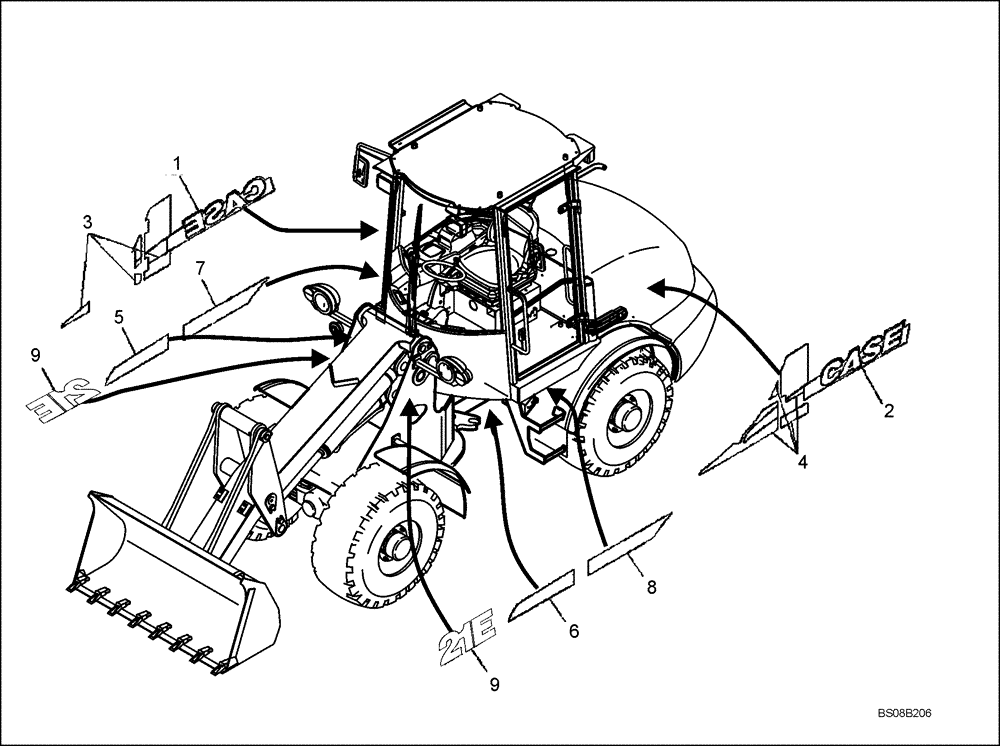 Схема запчастей Case 21E - (91.000[2772837000]) - DECAL KIT DESIGN (90) - PLATFORM, CAB, BODYWORK AND DECALS