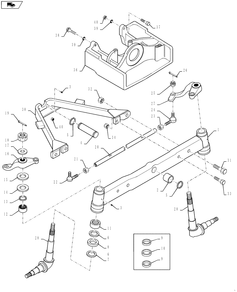 Схема запчастей Case 580B - (154) - FRONT AXLE ASSEMBLY (05) - STEERING