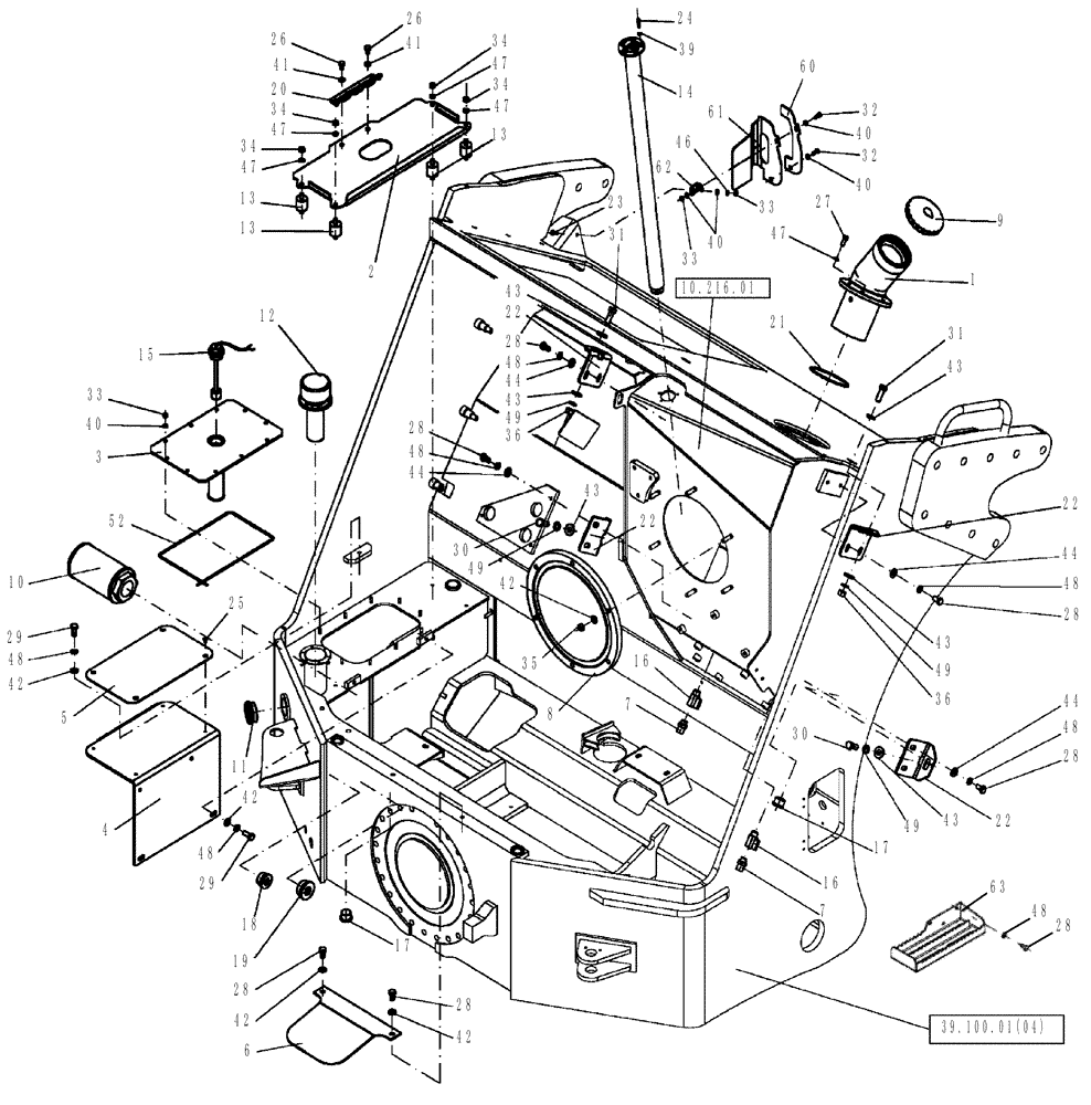 Схема запчастей Case DV210 - (39.100.01[05]) - REAR FRAME ACCESSORIES (GROUP 80-ND142601) BSN NCNTL2085 (39) - FRAMES AND BALLASTING