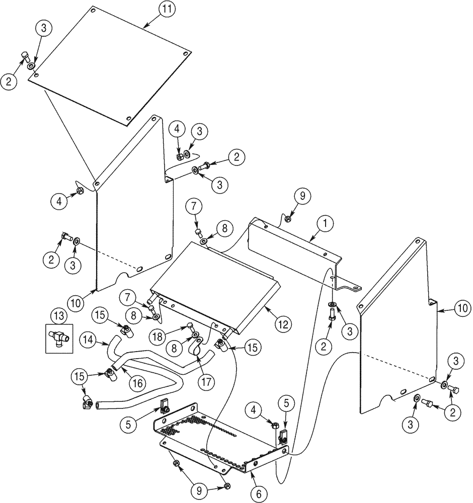 Схема запчастей Case TF300B - (02-02) - MOUNTING OIL COOLER AND LINES (02) - ENGINE