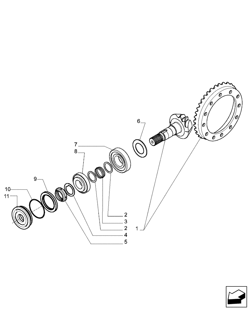 Схема запчастей Case 580SM - (27.106.02[02]) - 87395386 AXLE, REAR DRIVE - RING AND PINION (580SM+) (27) - REAR AXLE SYSTEM