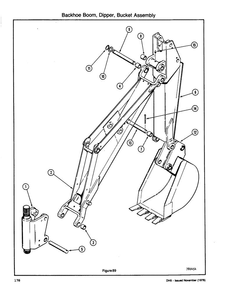 Схема запчастей Case DH5 - (178) - BACKHOE BOOM, DIPPER, BUCKET ASSEMBLY (84) - BOOMS, DIPPERS & BUCKETS