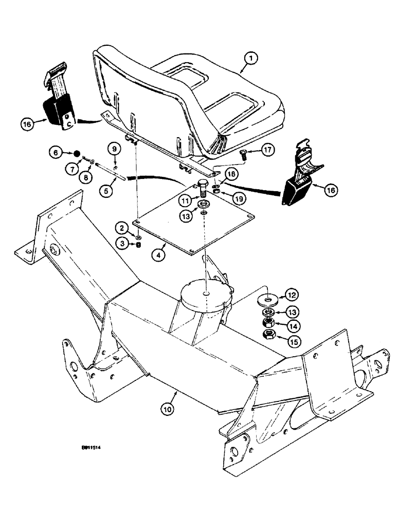 Схема запчастей Case 660 - (9-008) - OPERATORS SEAT AND MOUNTING (09) - CHASSIS/ATTACHMENTS