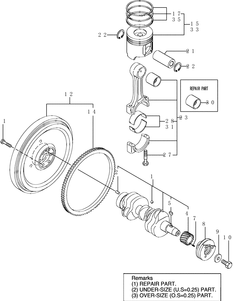 Схема запчастей Case CX31B - (3TNV88-BPYB-16) - CRANKSHAFT & PISTON (00) - GENERAL & PICTORIAL INDEX