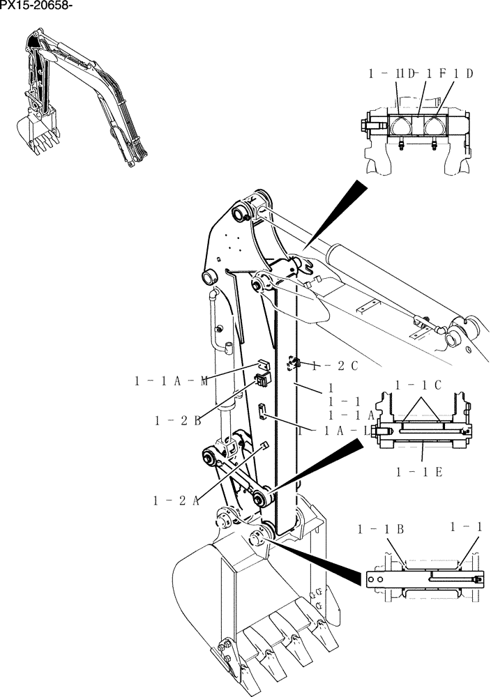 Схема запчастей Case CX36B - (582-60[1]) - ARM ASSY, STD 1.32M (4FT 4IN) (ROTARY NIBBLER & BREAKER) Attachment