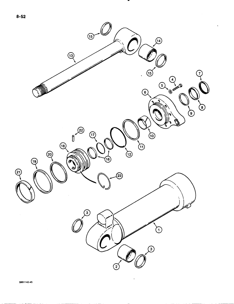 Схема запчастей Case 621 - (8-52) - BUCKET CYLINDER, 1343552C2, P.I.N. JAK0020901 AND AFTER (08) - HYDRAULICS