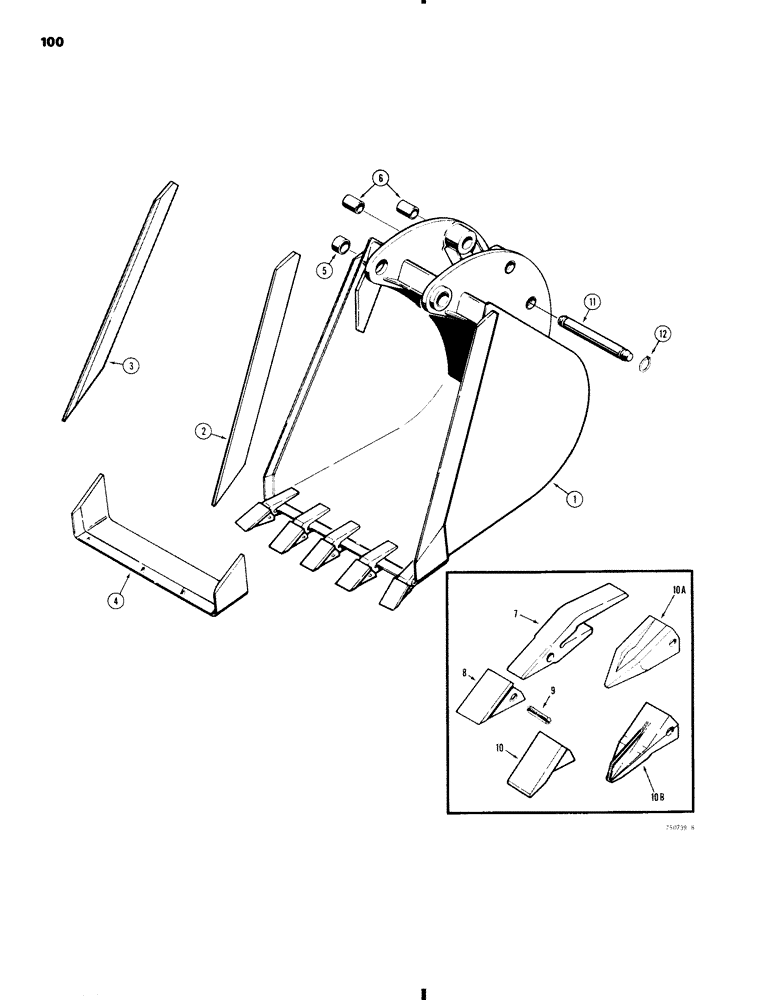 Схема запчастей Case 35 - (100) - BACKHOE BUCKETS, TRENCHING BUCKETS - HEAVY DUTY, TOOTH ASSEMBLY, D41679 PIN KIT 