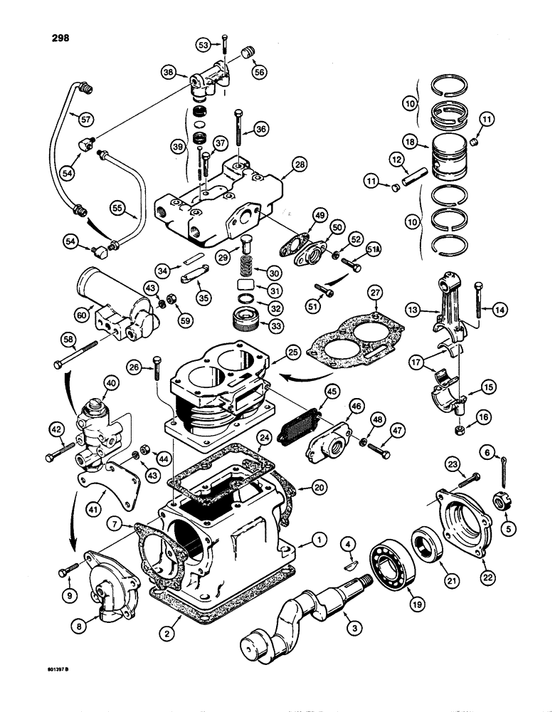 Схема запчастей Case W24C - (298) - BRAKE SYSTEM, L112909 AND L105648 AIR COMPRESSORS (07) - BRAKES