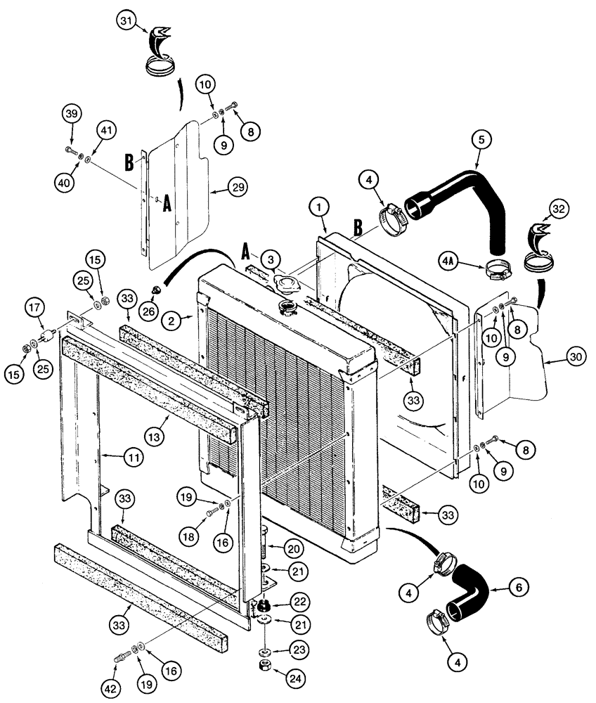 Схема запчастей Case 621C - (02-003) - RADIATOR MOUNTING, EUROPE ONLY (02) - ENGINE