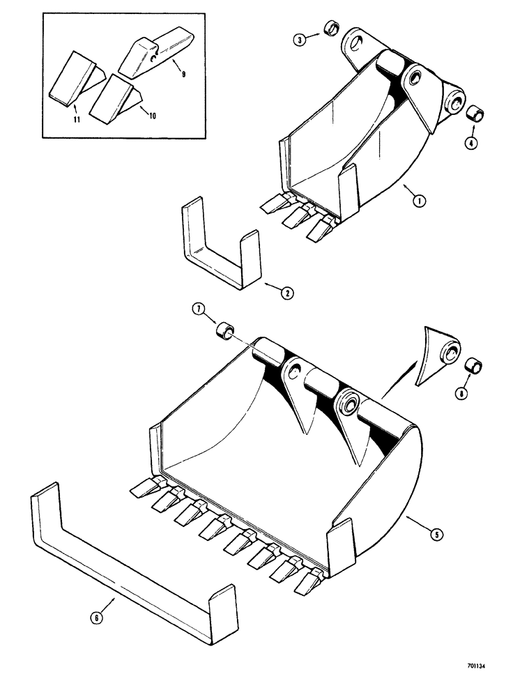 Схема запчастей Case 33S - (024) - BACKHOE BUCKETS (OPTIONAL TYPES) 