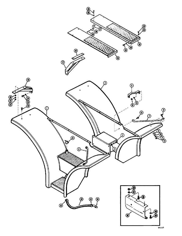 Схема запчастей Case W8B - (134) - FENDERS (05) - UPPERSTRUCTURE CHASSIS