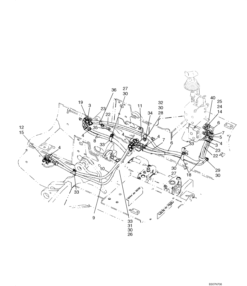 Схема запчастей Case 750L - (08-06) - HYDRAULICS - TILT AND ANGLE CIRCUITS (08) - HYDRAULICS