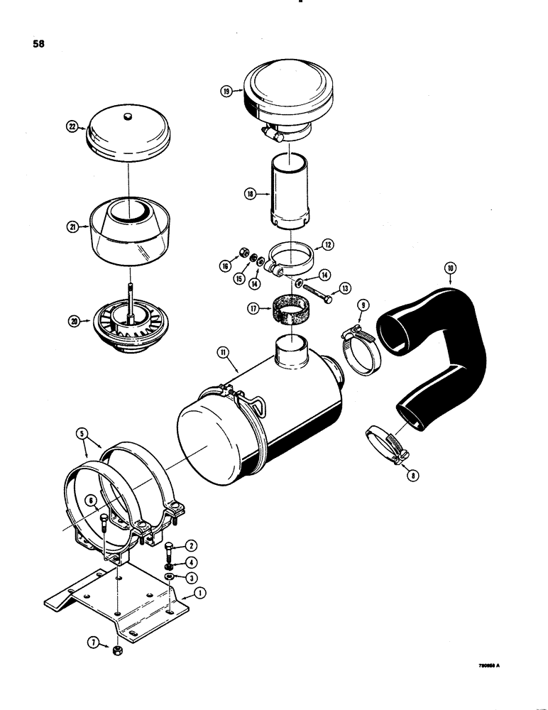 Схема запчастей Case 1150C - (058) - AIR CLEANER MOUNTING, MODELS WITHOUT TURBOCHARGER (02) - ENGINE