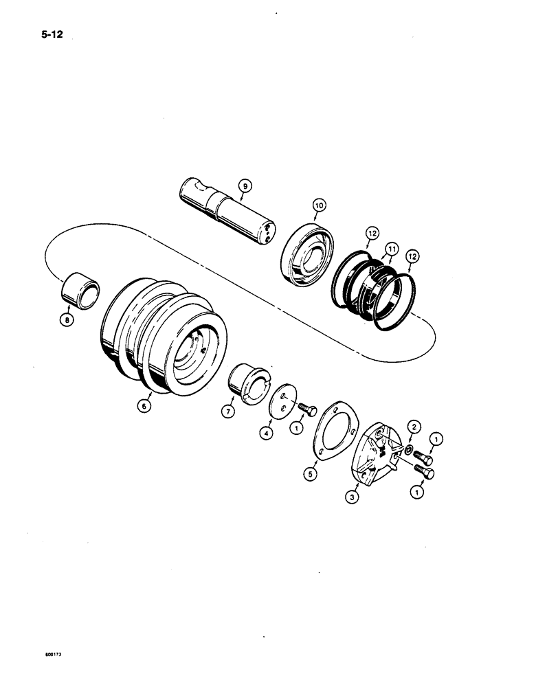 Схема запчастей Case 650 - (5-12) - TRACK CARRIER ROLLER ASSEMBLY (11) - TRACKS/STEERING