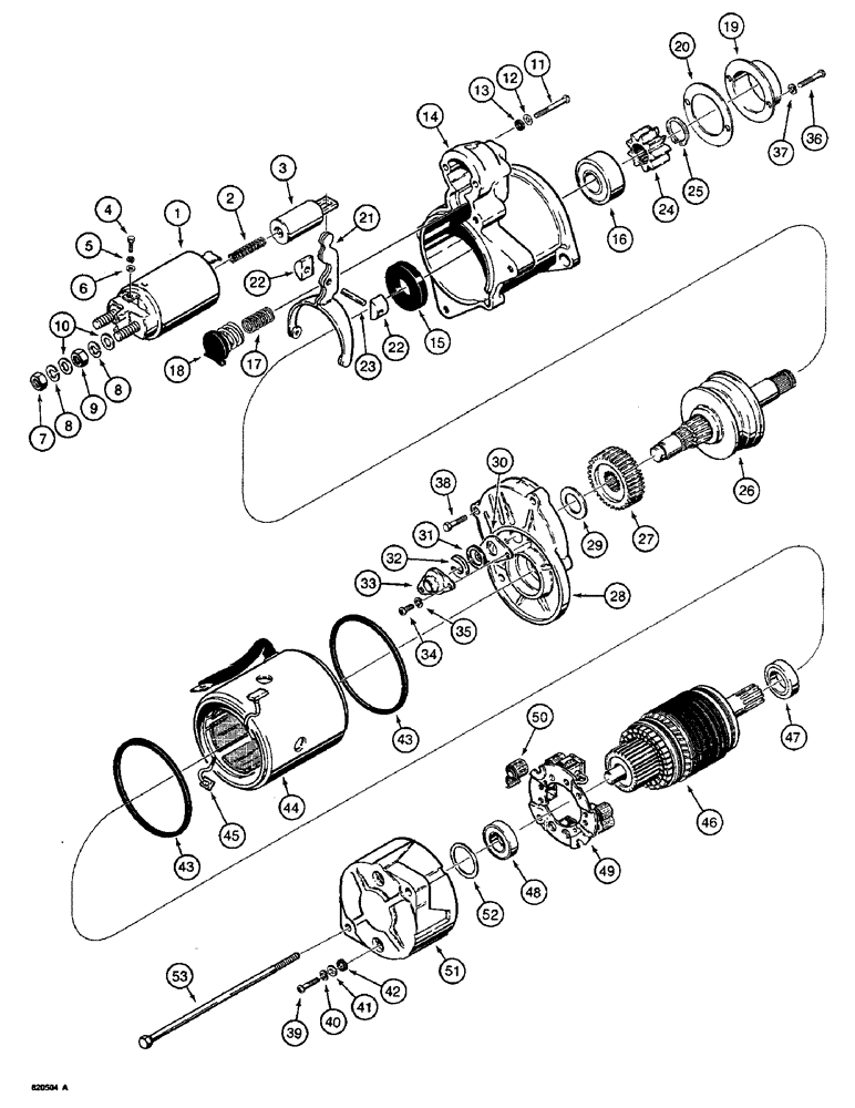 Схема запчастей Case W4 - (040) - H421099 STARTER, 2.1 LITRE ENGINE, USED ON TRACTOR SN 1205397, 1205402 AND AFTER (04) - ELECTRICAL SYSTEMS