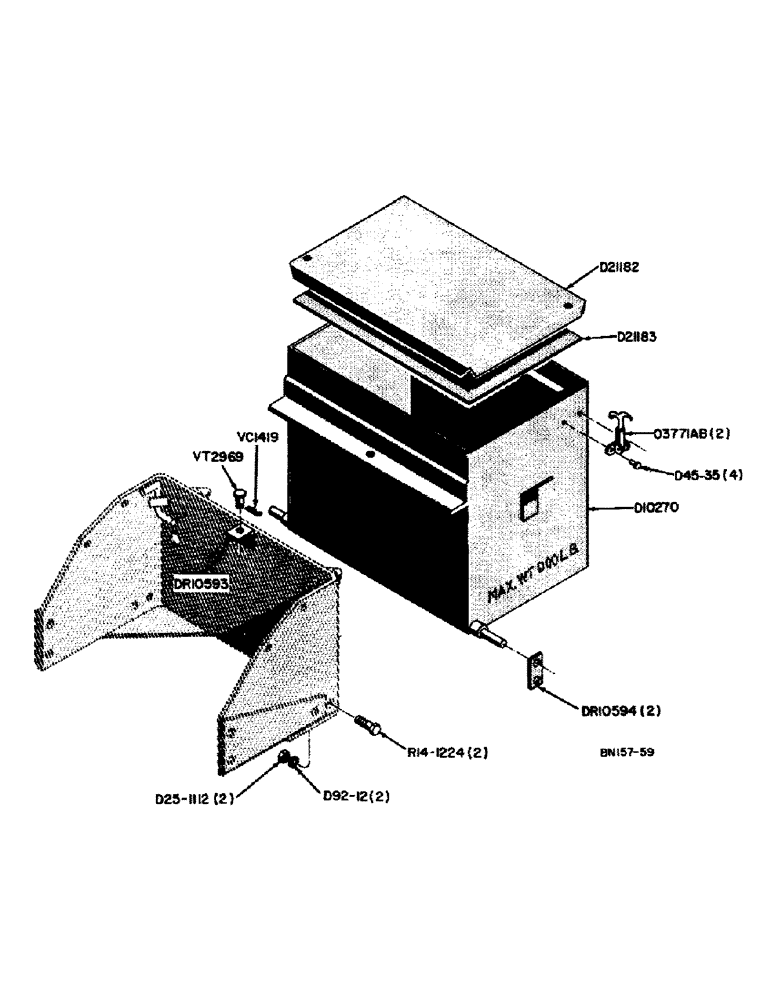 Схема запчастей Case 310 - (71) - 900 LB. WEIGHT BOX (TRACTOR WITH BACKHOE REMOVED) 