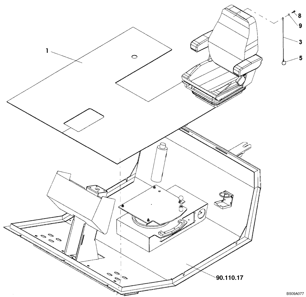 Схема запчастей Case SV212 - (90.160.04) - FLOOR MAT, PLATFORM (GROUP 157) (ND104899) (90) - PLATFORM, CAB, BODYWORK AND DECALS