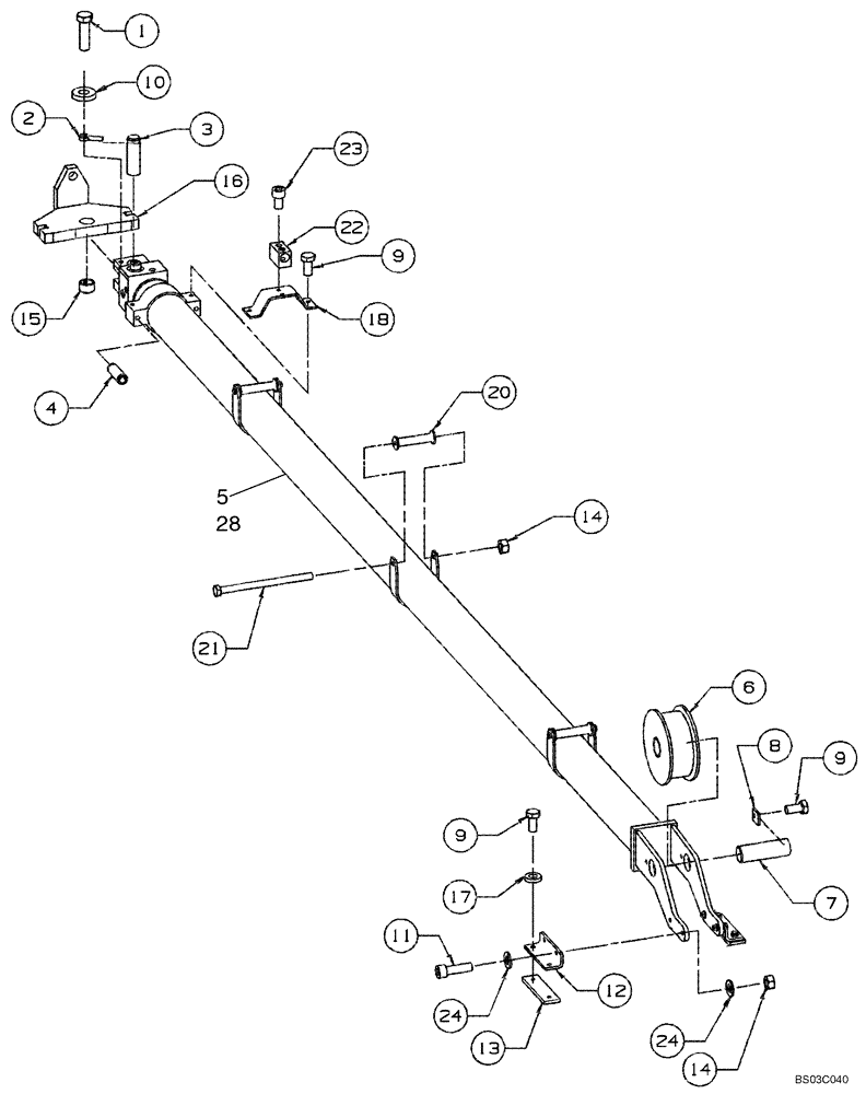 Схема запчастей Case 686G - (9-38) - TELESCOPIC CROWD CYLINDER ASSEMBLY (09) - CHASSIS/ATTACHMENTS