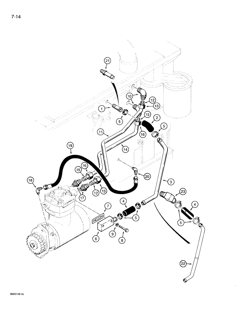 Схема запчастей Case 721 - (7-14) - AIR COMPRESSOR SYSTEM, ENGINE TO COMPRESSOR (07) - BRAKES