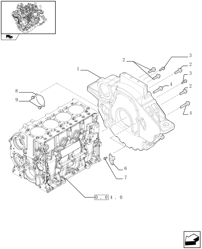 Схема запчастей Case F5CE9454E A002 - (0.04.3[02]) - FLYWHEEL CASE (504181047) 