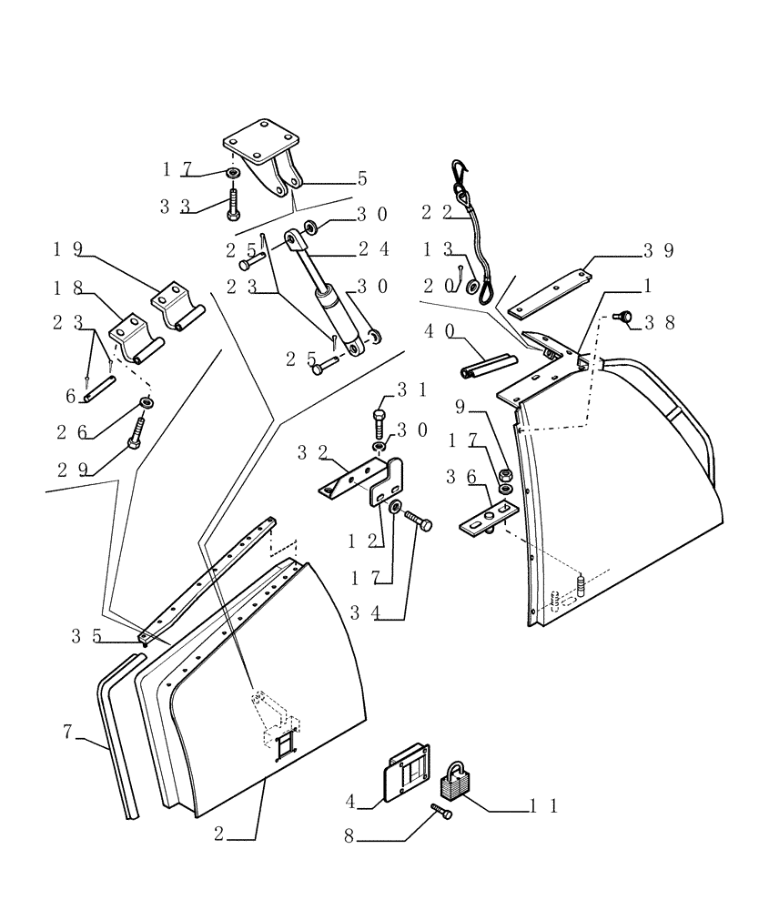 Схема запчастей Case 1850K - (5.645[02]) - ROPS SUPPORT Hoods / Operators Compartment