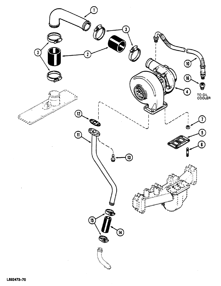 Схема запчастей Case 1088 - (020) - TURBOCHARGER SYSTEM (10) - ENGINE