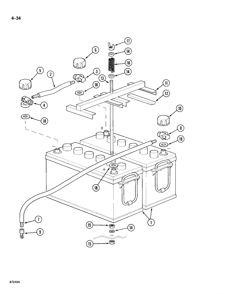 Схема запчастей Case 688 - (4-34) - BATTERIES, BATTERY MOUNTING AND CABLES (04) - ELECTRICAL SYSTEMS