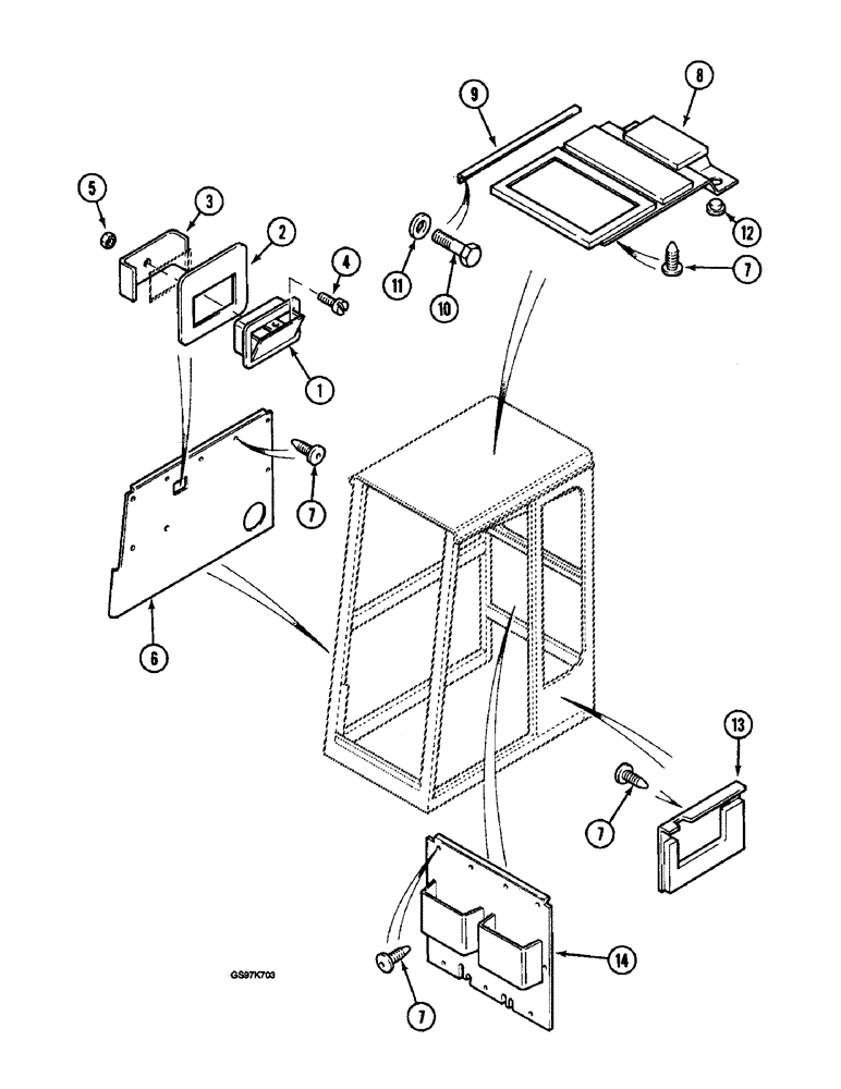 Схема запчастей Case 220B - (9-086) - CAB, INSULATION, P.I.N. 03202 AND AFTER (09) - CHASSIS