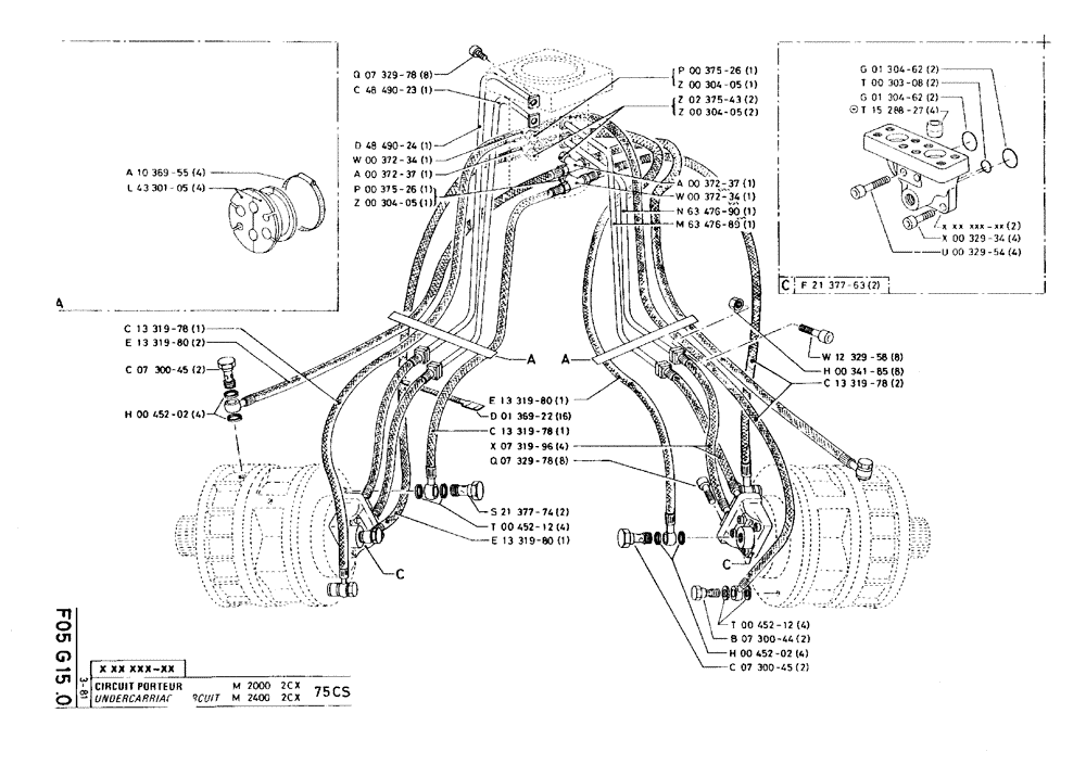 Схема запчастей Case 75C - (F05 G15.0) - UNDERCARRIAGE CIRCUIT - 75CS M2000 2CX (07) - HYDRAULIC SYSTEM