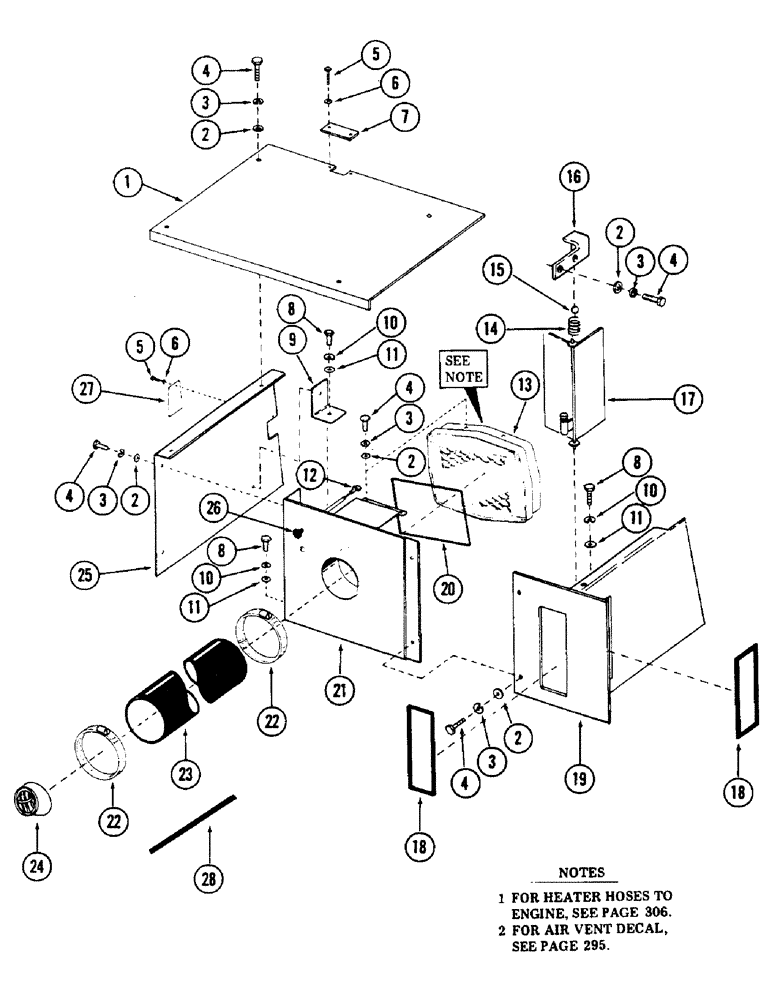 Схема запчастей Case 50 - (304) - HEATER AND ATTACHING PARTS, (USED ON UNITS W/ SN. 6279926-6280258)(SN. 6279926 & AFTER) (50) - CAB CLIMATE CONTROL