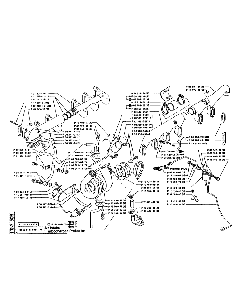 Схема запчастей Case 160CL - (27) - AIR INTAKE, TURBOCHARGER, PREHEATER (01) - ENGINE