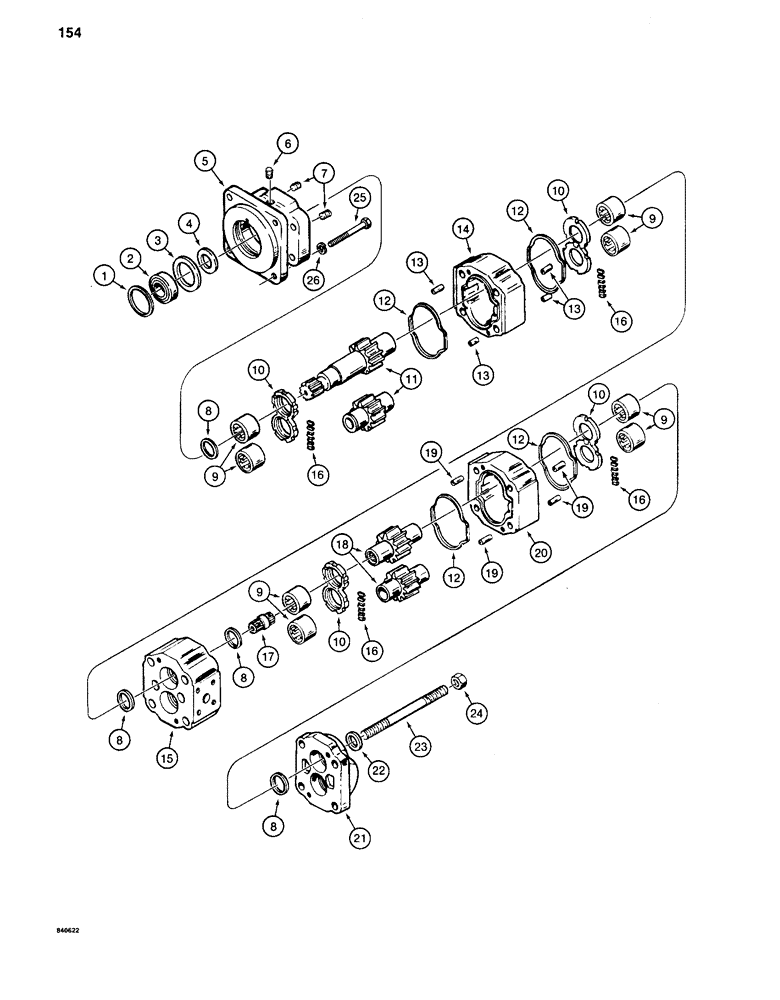 Схема запчастей Case 880C - (154) - S513683 TRACK DRIVE HYDRAULIC MOTOR, LONG 7-ROLLER TRACK BEFORE PIN 6205456 (04) - UNDERCARRIAGE