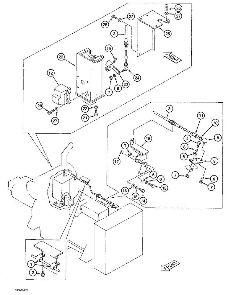 Схема запчастей Case 9020B - (3-008) - THROTTLE AND FUEL SHUTOFF CONTROLS, PRIOR TO P.I.N. DAC02#2001 (03) - FUEL SYSTEM