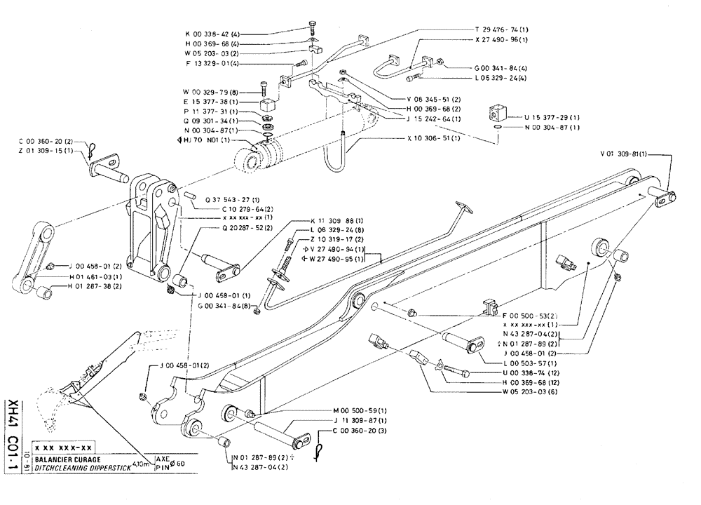 Схема запчастей Case 75C - (XH41 C01.1) - DITCH CLEANING DIPPERSTICK - 4,10 M, PIN Ø 60 (14) - DIPPERSTICKS