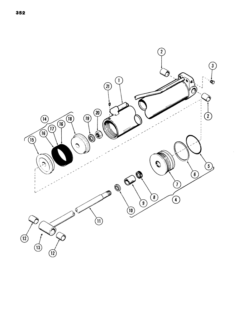 Схема запчастей Case 980B - (352) - WRIST-O-TWIST CYLINDER (07) - HYDRAULIC SYSTEM