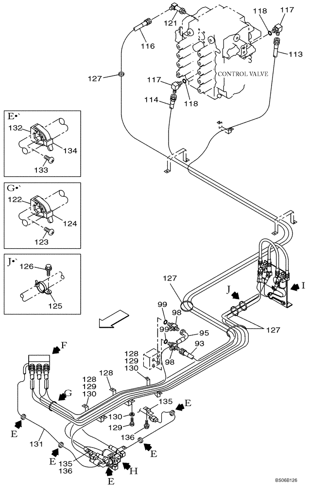 Схема запчастей Case CX700 - (08-037-00[01]) - HYDRAULIC CIRCUIT - OPTIONAL - 3-WAY (08) - HYDRAULICS