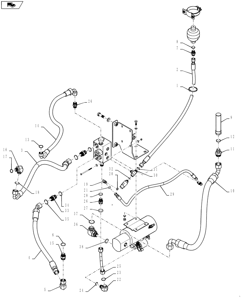 Схема запчастей Case 1121F - (41.200.02[01]) - AUXILIARY STEERING HYDRAULIC LINES AND FITTINGS (44) - WHEELS