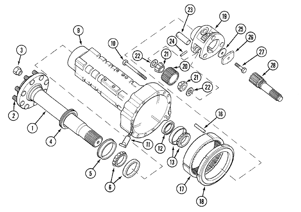 Схема запчастей Case 380B - (6-34) - REAR AXLE AND CARRIER (06) - POWER TRAIN