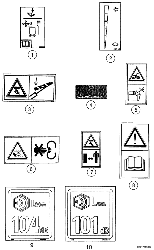 Схема запчастей Case 430 - (09-44) - DECALS (09) - CHASSIS