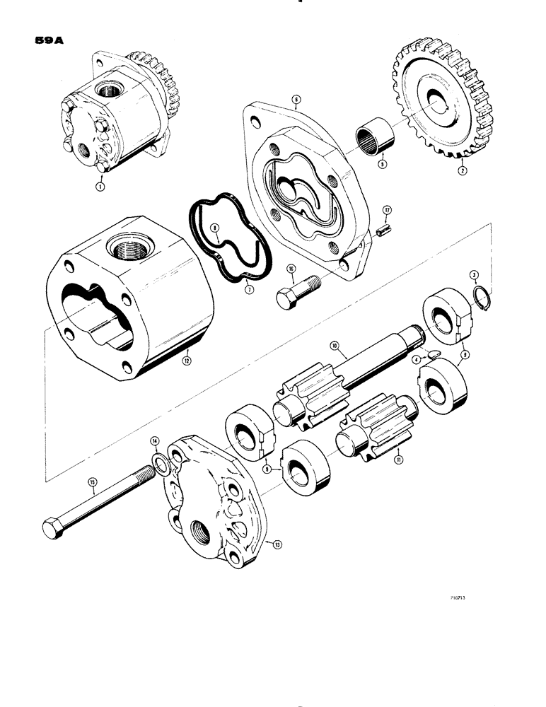 Схема запчастей Case 1150 - (059A) - D49432 TORQUE CONVERTER PUMP (03) - TRANSMISSION