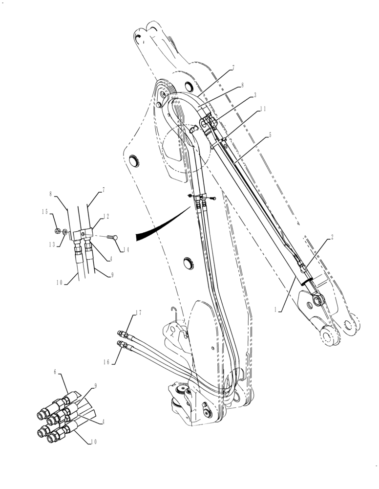 Схема запчастей Case 580SN WT - (35.740.01[01]) - HYDRAULICS - BACKHOE EXTENDABLE DIPPER (580SN, 580SN WT) (35) - HYDRAULIC SYSTEMS