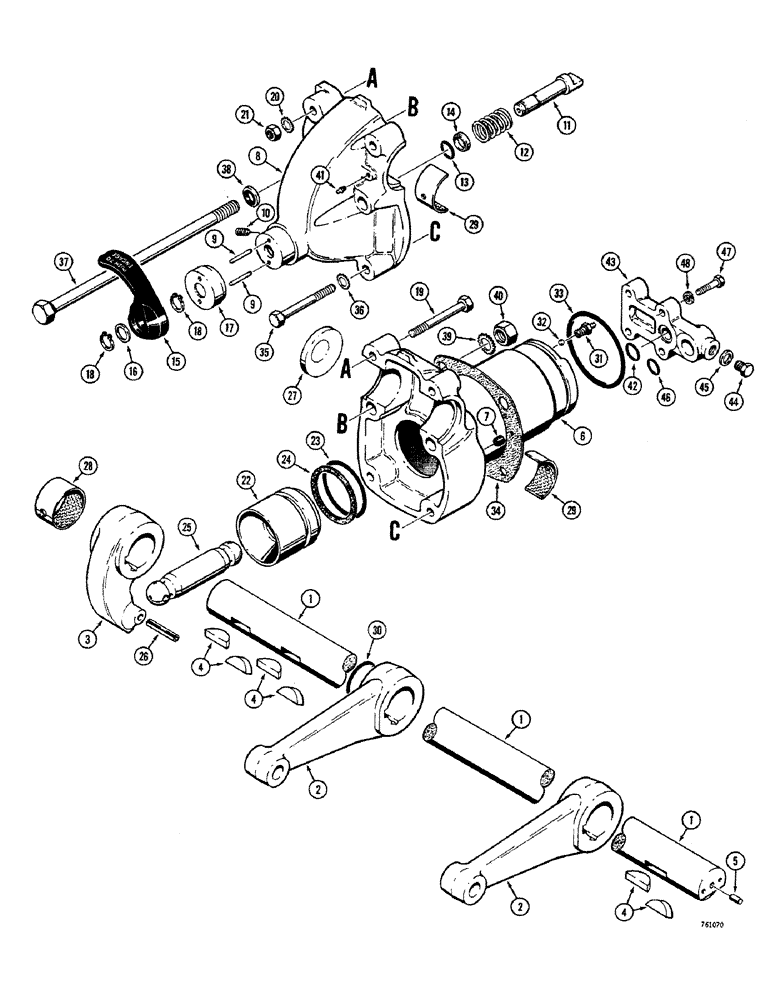 Схема запчастей Case 380CK - (054) - SELECTAMATIC LIFT SHAFT AND CYLINDER 