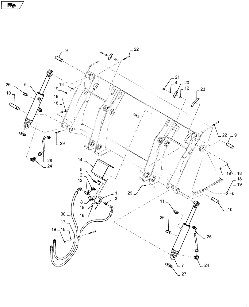 Схема запчастей Case 580SN WT - (35.701.02[01]) - HYDRAULICS - CYLINDER, LOADER BUCKET 4-IN-1 (35) - HYDRAULIC SYSTEMS