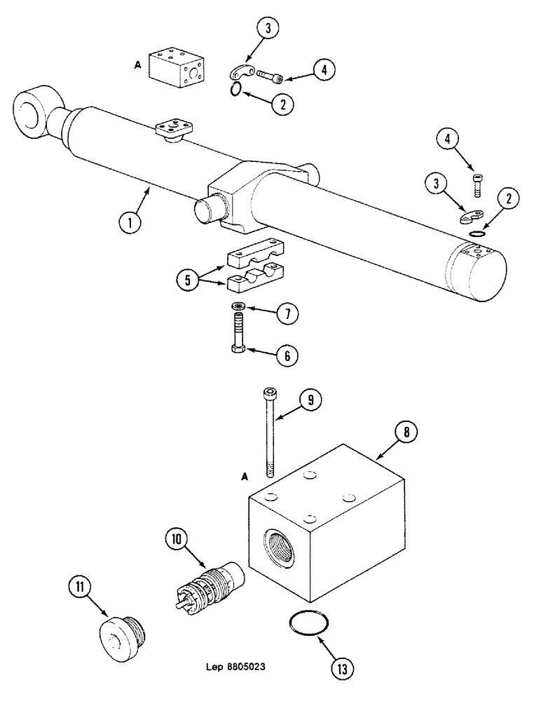 Схема запчастей Case 688C - (8G-032) - DIPPERSTICK CYLINDER (OFFSET BACKHOE BOOM) (07) - HYDRAULIC SYSTEM