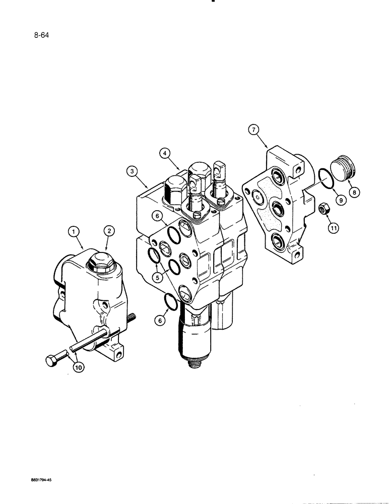 Схема запчастей Case 455C - (8-64) - TWO SPOOL CONTROL VALVE, LOADER MODELS (08) - HYDRAULICS