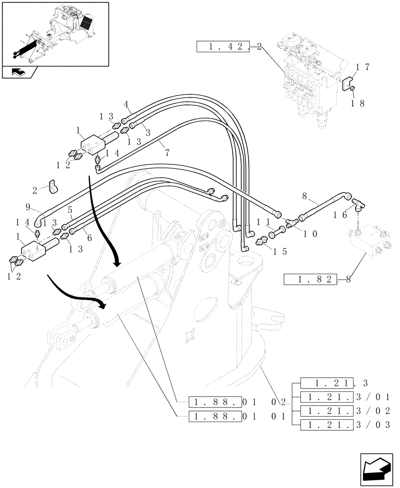 Схема запчастей Case 221E - (072) - HYDRAULIC SYSTEM CYLINDER LOCK VALVE (ANTI DROP VALVE) - BEFORE DATE 17 DECEMBER, 2008 (07) - HYDRAULIC SYSTEMS