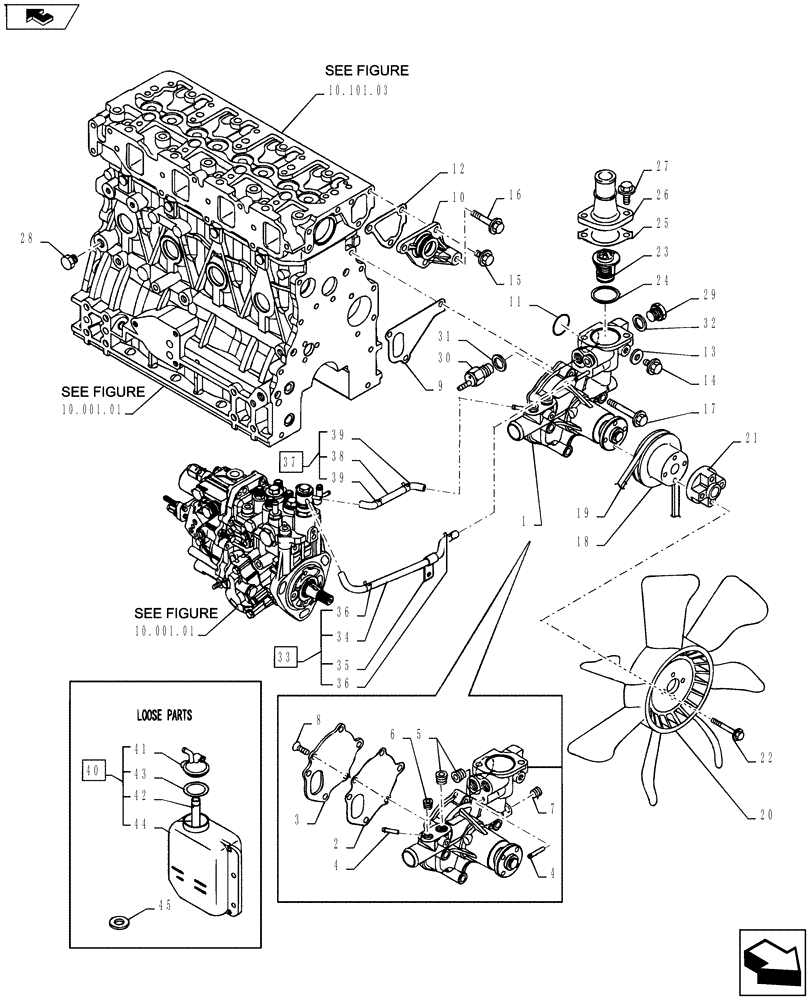 Схема запчастей Case CX27B ASN - (10.400.01) - COOLING WATER SYSTEM (10) - ENGINE